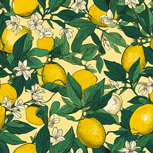 vector art repeated pattern of lemon with leaves tiled pattern repeating pattern tessellated