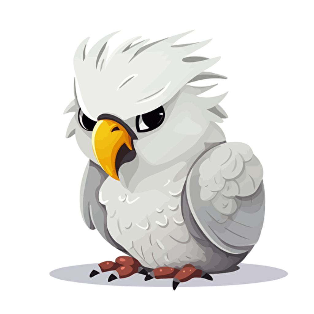 embarrassed cockatoo with no feathers, design, funny, 2d, vector, white background