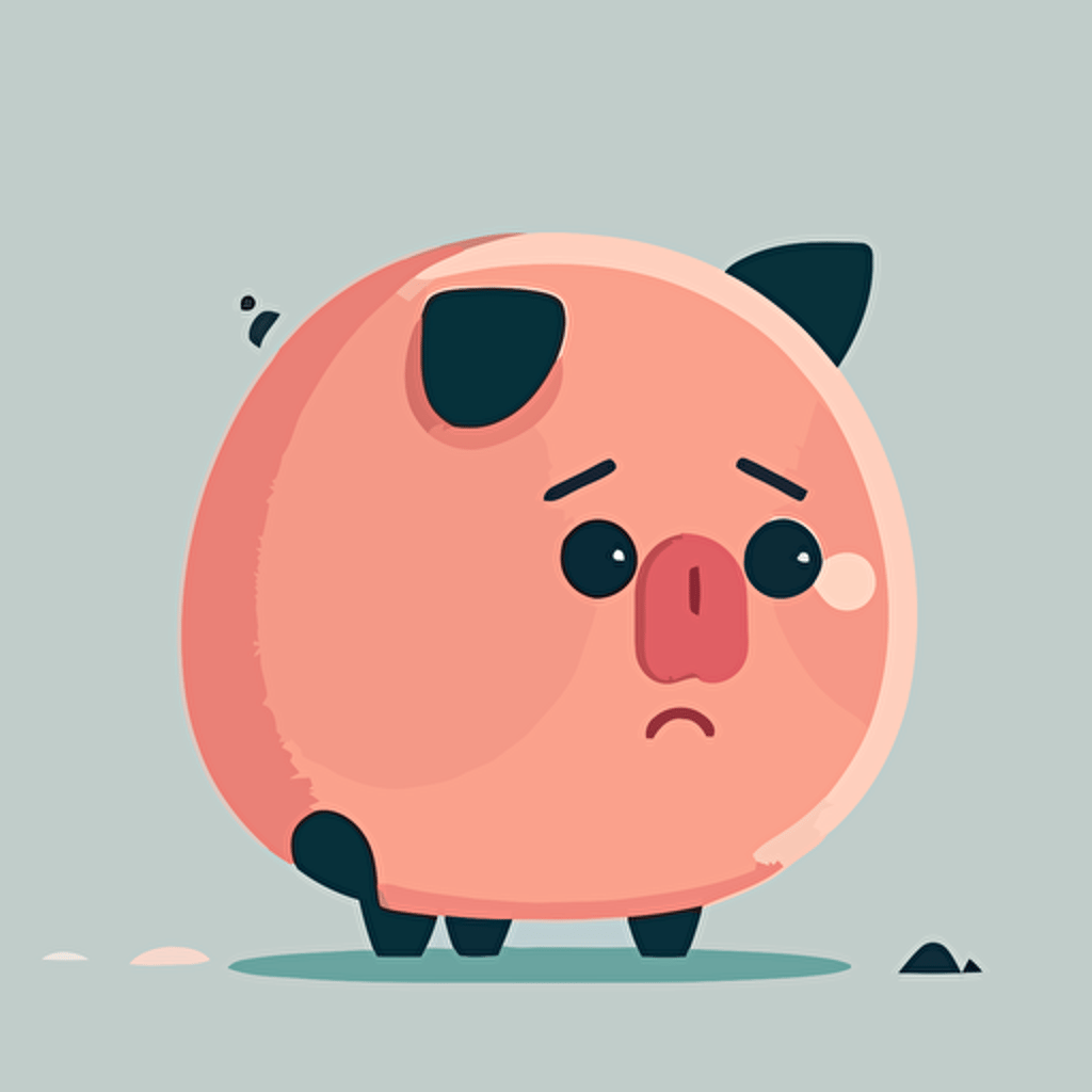 cute flat vector of worried piggy bank