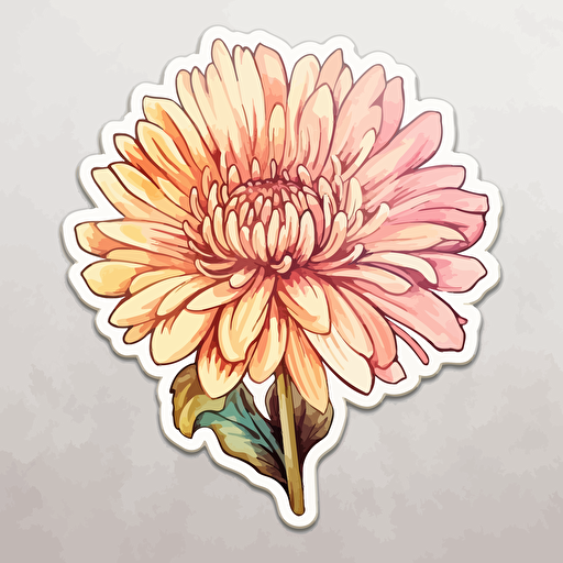 watercolor vector illustration boho chrysanthemum sticker white background