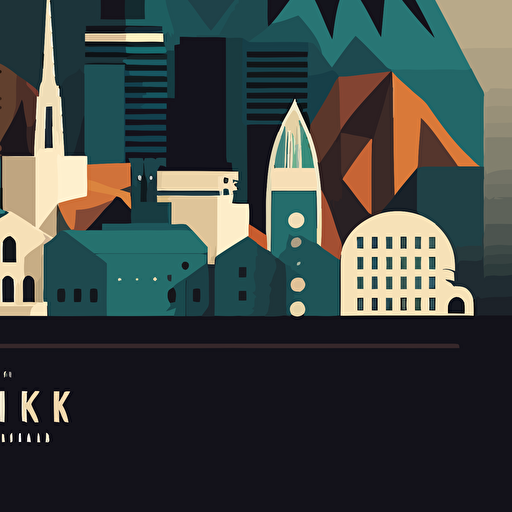 a vector illustration of reykjavik skyline