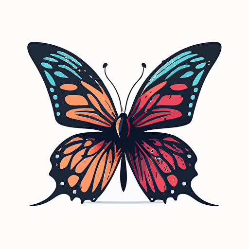 simple vector art of butterfly, simple colors, logo