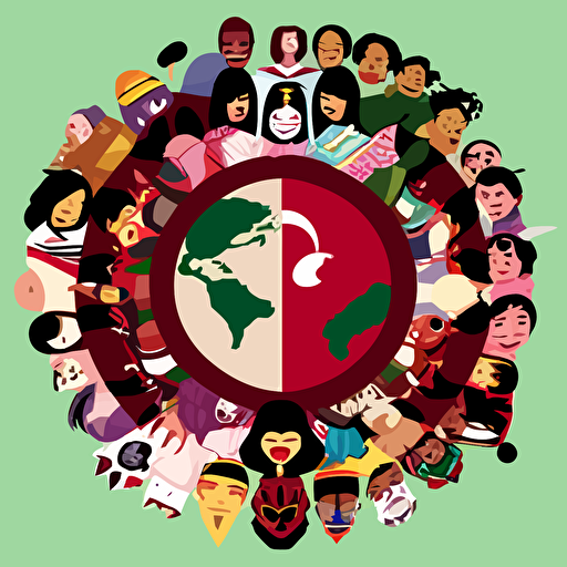 a vector logo showing people of multiple races and cultures being strong