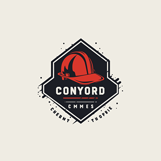 Create a modern vector logo for a construction company and include only a red hard hat and company name. Company name is 'You're Covered". rugged style. simple white background.