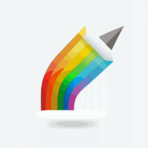 appicon, A pencil pointing upwards, drawing a rainbow, minimalist, vector, white background