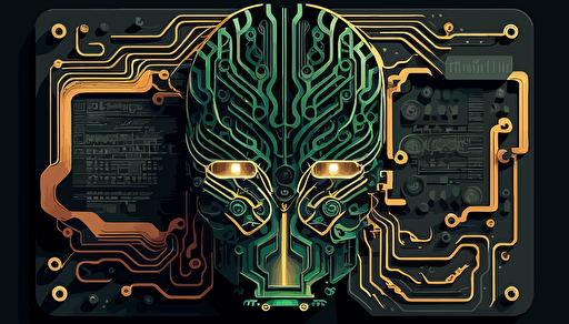 artificial intelligence, technology, circuits, high tech, flat vector