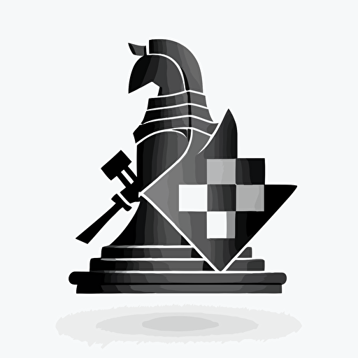 a sheilded knight chess icon, simple, basic shapes, vector, clean white background