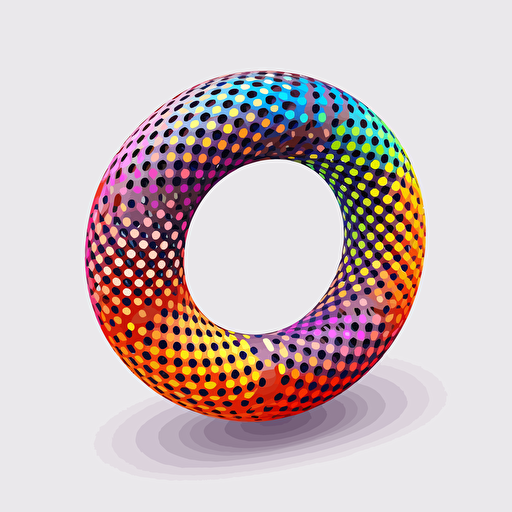 minimalist, a single toroid, angular isometric view, hyper geometry, electromagnetism, physics, spinor, vectors, abstract, colorful, monochromatic background, toroidal mathmatical structure, lattice with vertices : High