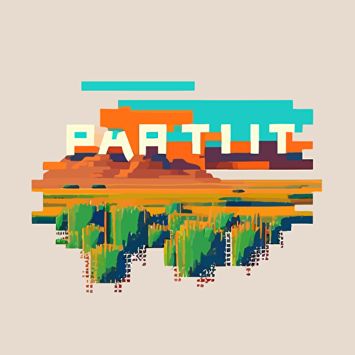 Modern pixel logo, prairie, grasslands, 80's colors, vector illustration