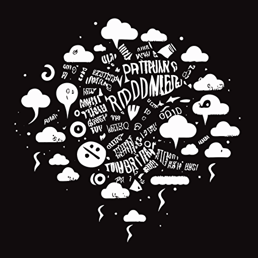 A simple thought cloud with a few jumbled runic symbols, indicating mental confusion from the Dazed condition, black and white, vector, flat, svg, dnd style