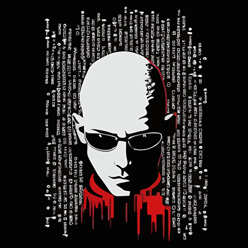 hacker with shaved head vector art logo