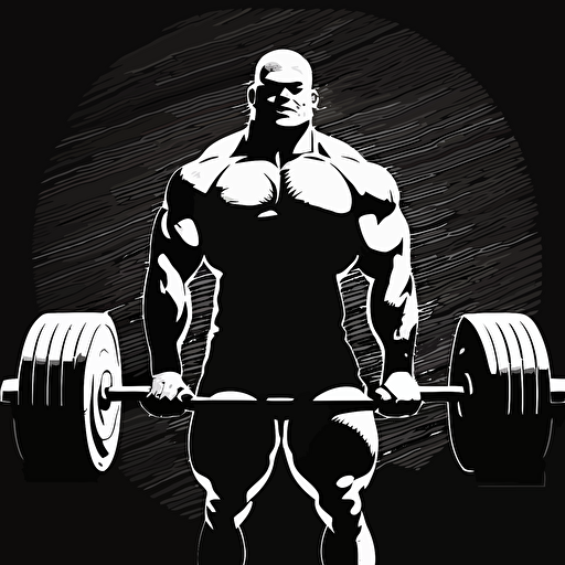 powerlifter weights vector style black and white black background