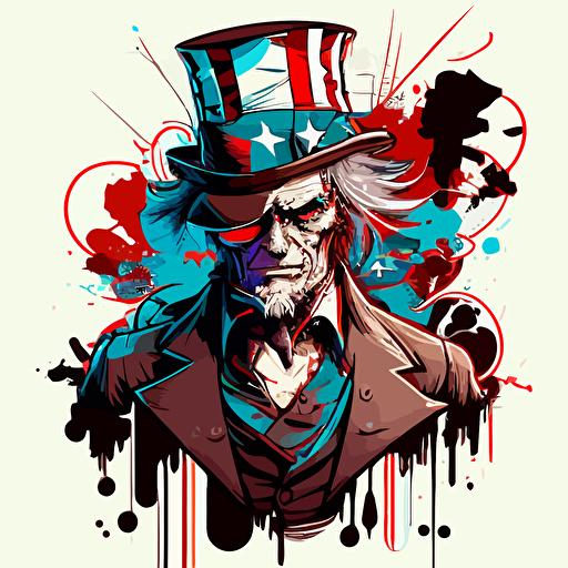 2d vector illustration of "uncle sam", futuristic.