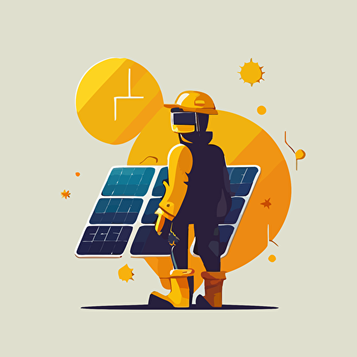 solar installer, vector art, minimalistic, solar panel background