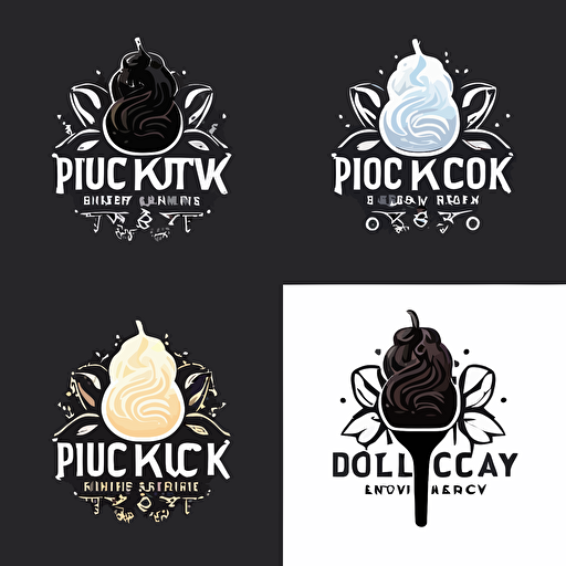 4 logo options for a frozen sweet treat company called icy juicy black vector white background