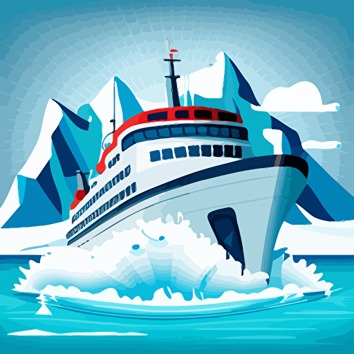 cartoon cruise ship glacier vector style