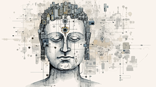 A technical drawing of a machine learning model architecture analysis of an image of a religious icon, an image consisting of a lot of vectors, a charcoal sketch with white background