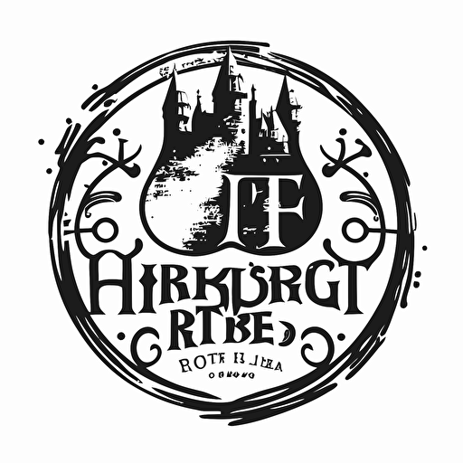 harry potter vector style logo, black, white background
