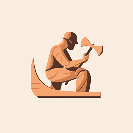 A logo of a person who builds wooden products, simple natural wood products, uses sawing tools, a tough look, a minimalistic and impressive logo. illustration vector