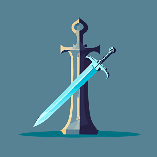 Sword in motion, symbolic, simple, iconic, vector illustration