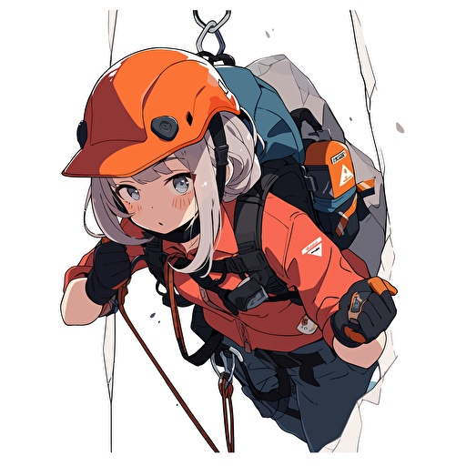 a climbing girl 12 year old with no backpack in the style of Akihiko Yoshida, make a logo vector
