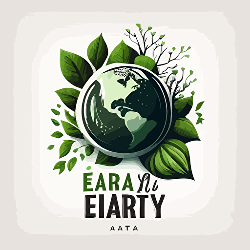 earth day logo, vector style white background