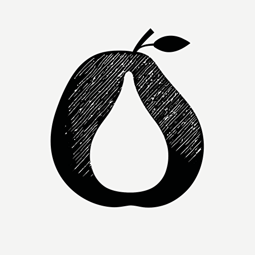 iconic logo of pearmock which is a pear fruit. black and white. pearmock is an online platform for consulting and product management mock interviews. design a minimalistic logo. black vector, on white background v5