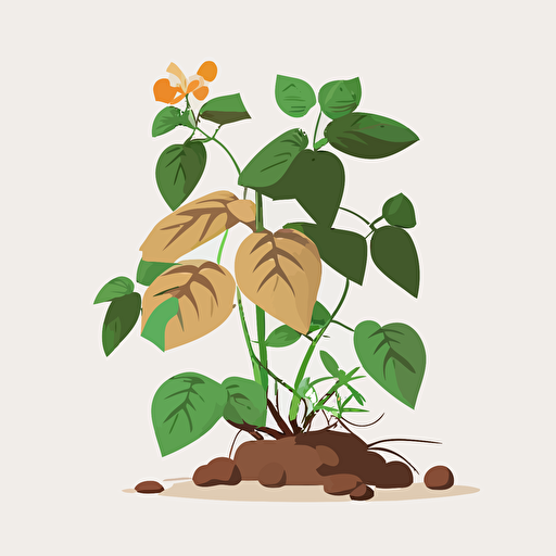 potato plant, simple, vector, white background, in the style of tom whalen