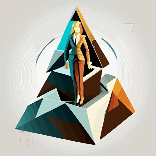 usinesswomen in business suit on piramide, highly detailed vector illustration