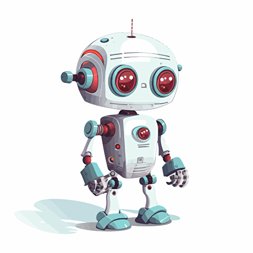 a friendly robot, white background, in the style of vector art,
