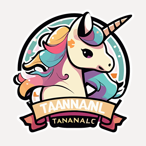 colorful, logo of tournaments, Magic the gathering, kawaii, contour, vector, white background, unicorn