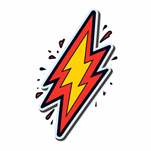 Thunder Bolt Sticker, Retro, Vector, White Background v 5