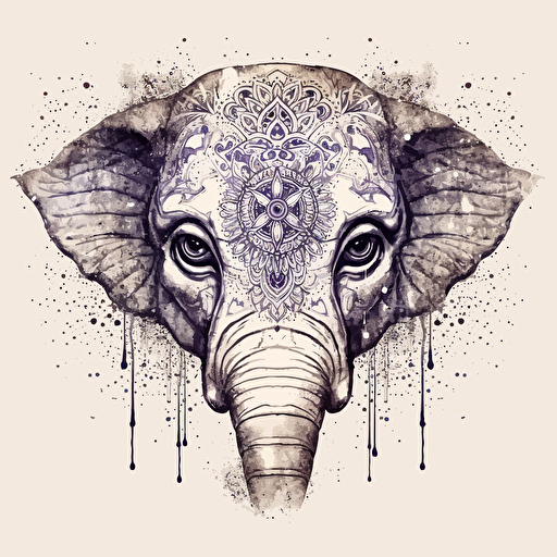 indian style vectorel elephand drawing with nazar eye