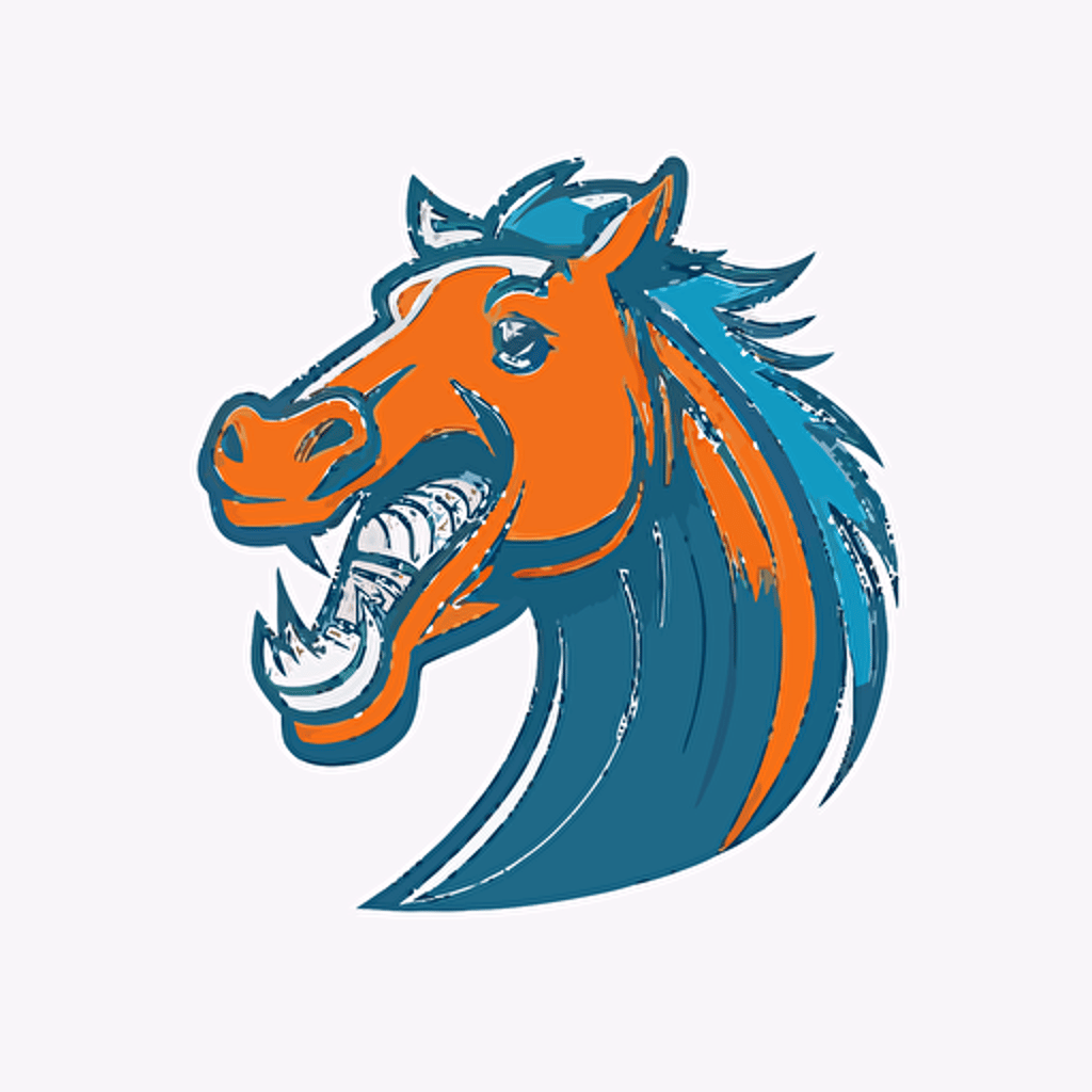 A logo in a complex vector illustration style, a silly horse laughs with protruding teeth, logo made for the Style Police, simple bicolor logo