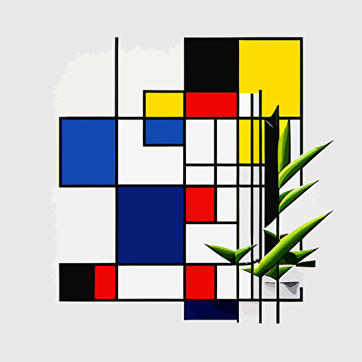 Botanic, simple, vector, white background, De Stijl