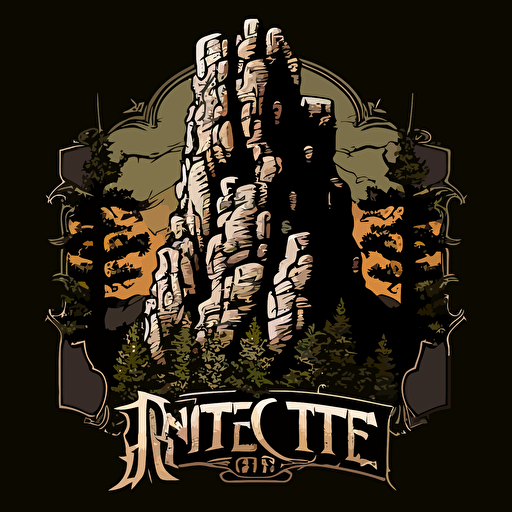 a simple logo, vector, pineto castle rock, inline