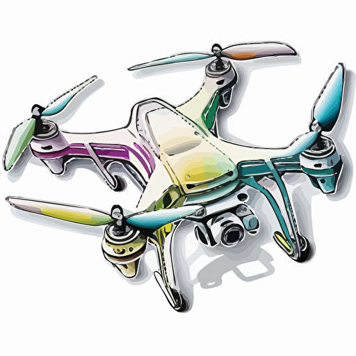 sticker, color, quad copter drone, contour, vector, white background