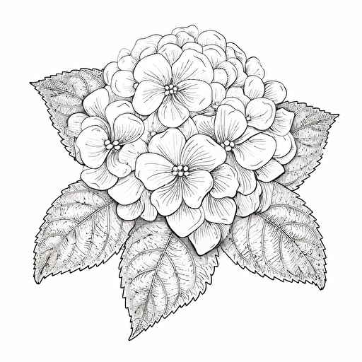 Hydrangea ignorant style No Shadow. Coloring page. Vector. Simple.