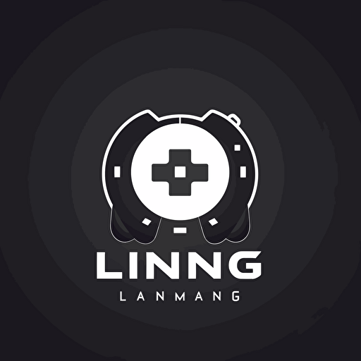 minimalstic vector logo with game pad . under logo letters "LNG", gaming style,