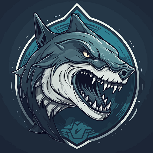 make a vector concept art for a soccer team logo of a Shark/wolf hybrid