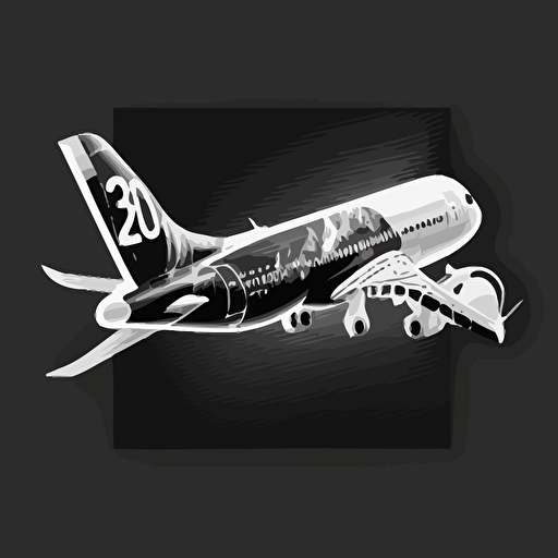 sticker design, vectorial design, airbus a320, black and white