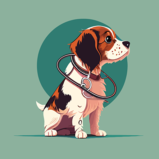 a cute vector art illustration of a dog at the veterinary, low details