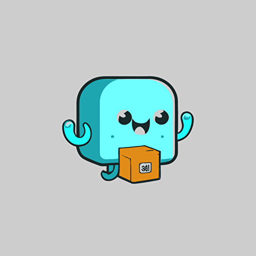 mascot logo octopus holding a tiny box, simple, vector, anime, 2D
