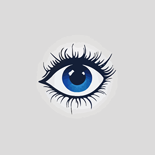 minimalist dark blue eye symbol vector logo, white background, simple clean design
