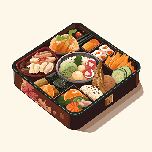 bento box, vector art, white background