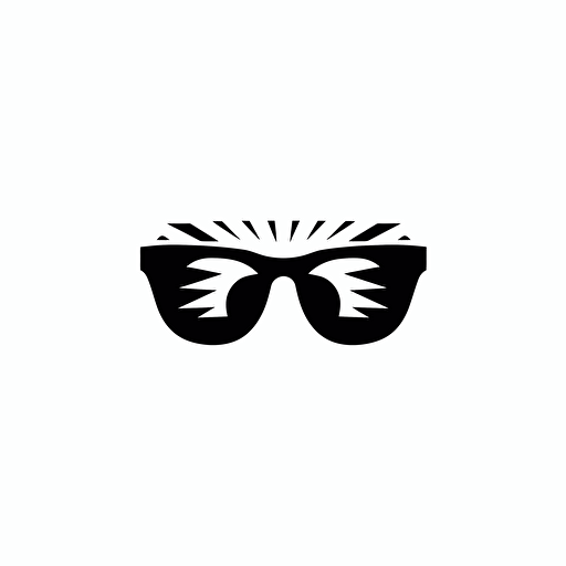 minimalist,classis,futuristic iconic logo of rave sunglasses , black vector, white background