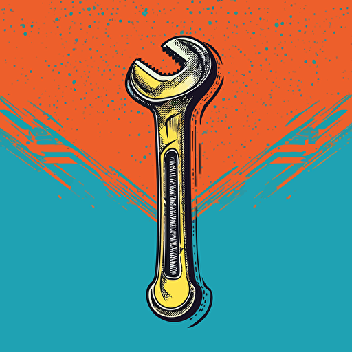 Combination Spanner Wrench Garage tool with hand illustration. vector