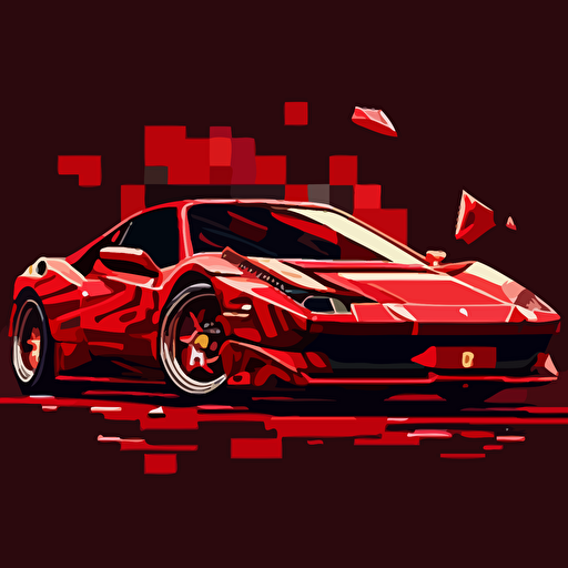 Vector pixel art of red Ferrari 458,