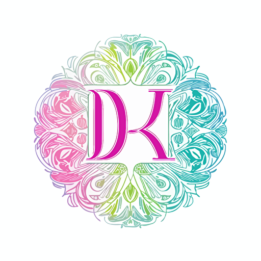monogram DK, neon, vector, white background