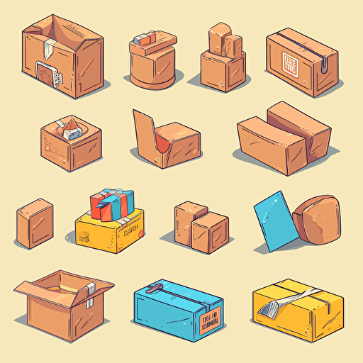 set, store order, box, color, vector